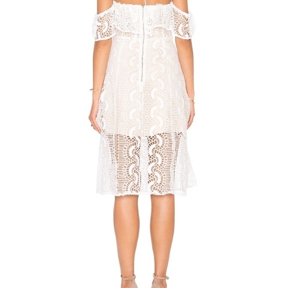 Line And Dot White Bridal Crochet Eyelet Off The Shoulder Lace Dress Size Large - Picture 3 of 14